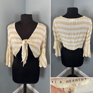 LA Hearts cropped tie front top size L